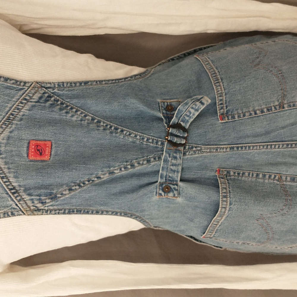Vintage Denim Overalls 100% Cotton USA made Back Buckle Blue Jeans Lightweight - Picture 5 of 12